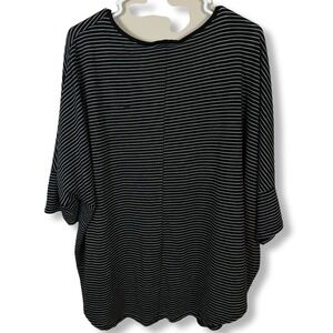 Ava & Viv Women's Plus‑Size 4X Black & White Striped Knit V‑Neck Blouse – Long S